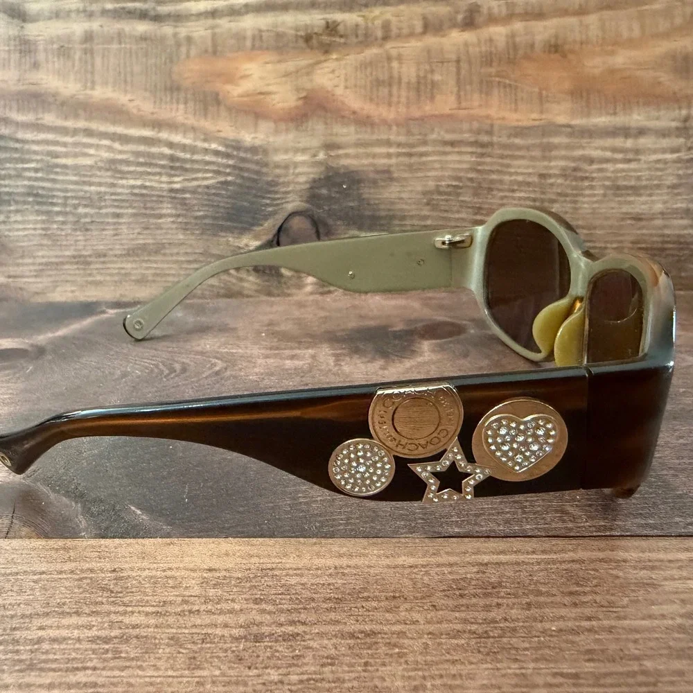 Coach Parker S848 Eyeglasses Brown Horn Rhinestone Heart Medallion FRAMES ONLY